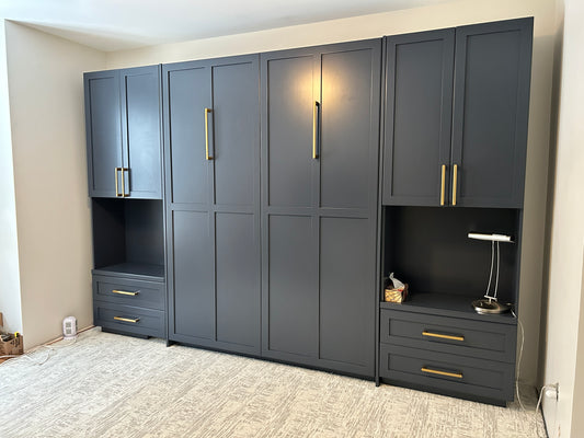 Queen Painted MDF Shaker Murphy Bed with Storage